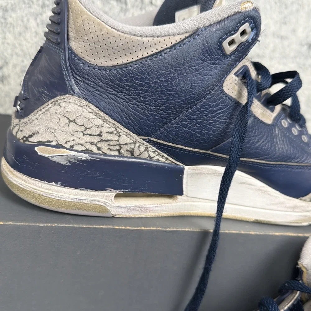 Jordan 3 Retro Mens 10.5 Georgetown Hoyas (2021) CT8532-401 Midnight Navy White